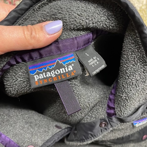 1980’s Men’s Patagonia Synchilla black fleece pullover t snap small vintage - Picture 3 of 6